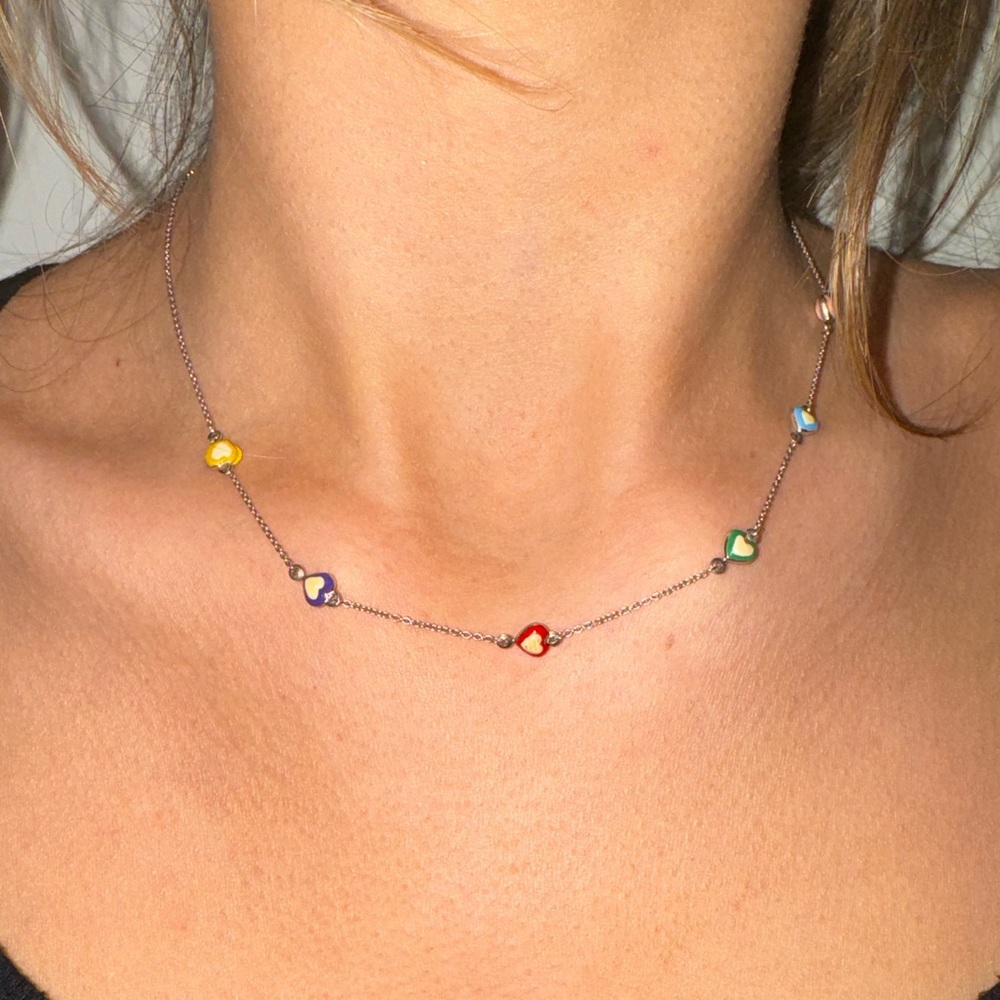 Sterling silver multicolor hearts Children’s Necklace and Bracelet